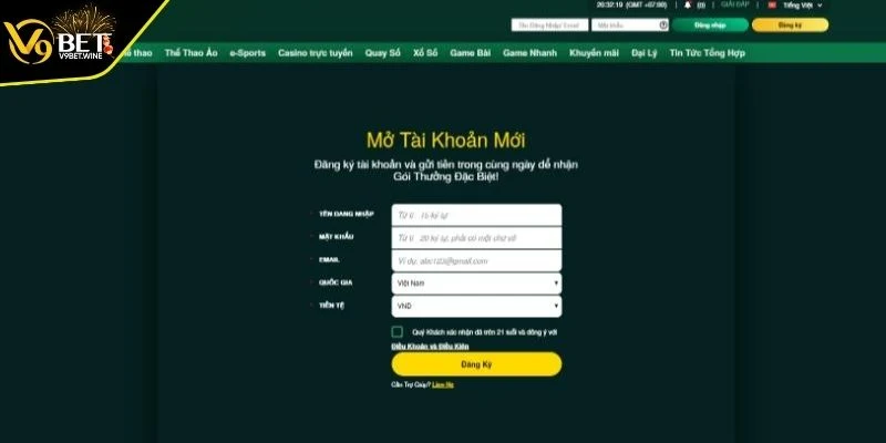 Đăng ký V9BET cần đáp ứng điều kiện gì?