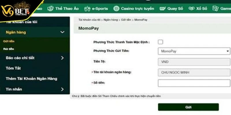 Xác minh thông tin trước khi nạp tiền V9BET